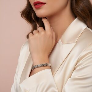 Paparazzi Braided Silver-Tone Twist Bracelet NWOT